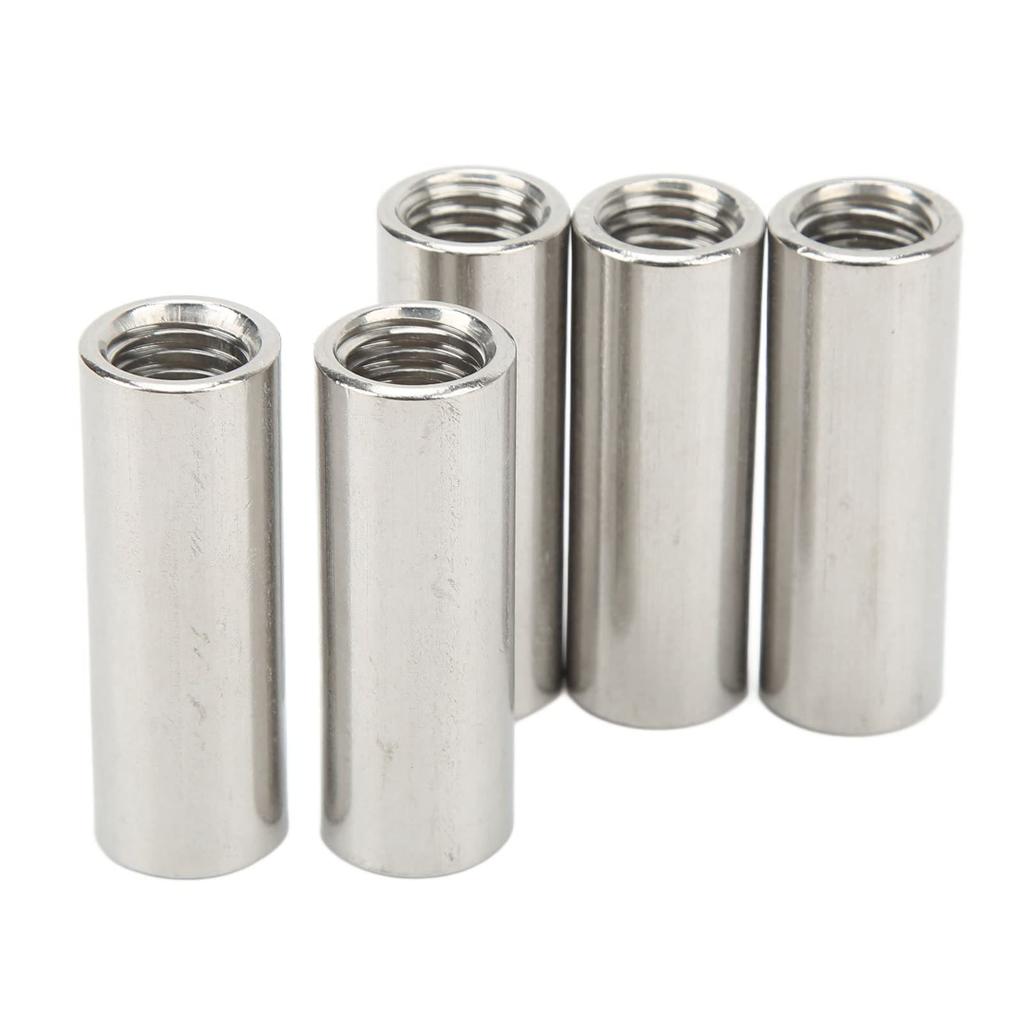 J-ouuo pcs Coupling Nut Round M12 Stainless Steel Rod Connector Nut Female Thread Fastener