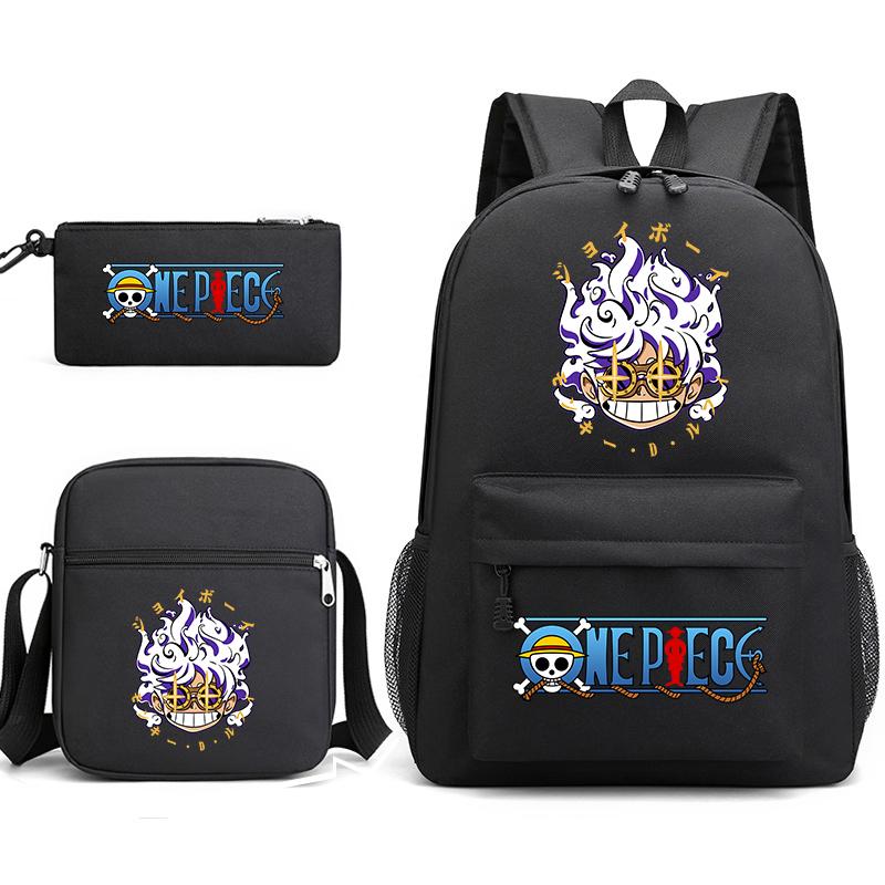 One Piece Luffy Anime Print Student Backpack Set 3 In 1 School Bag for Boys Girls with Pencil Case Tote Shoulder Bag