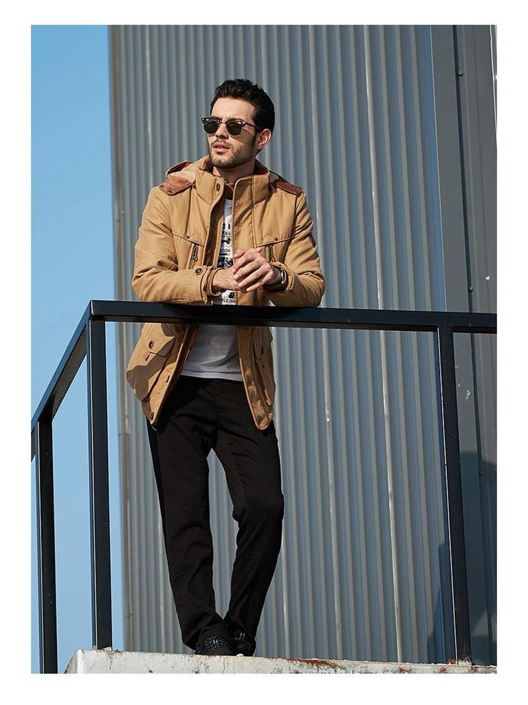 Men's Winter Cotton Coat - Fleece-Lined, Thickened, Mid-Length with Multi-Pockets, Plus Size for Middle-Aged and Elderly