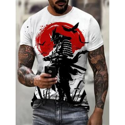 T-shirt 3d Warrior Samurai Print Tshirt Men Fashion Crew Neck Short Sleeve Graphic T Shirt
