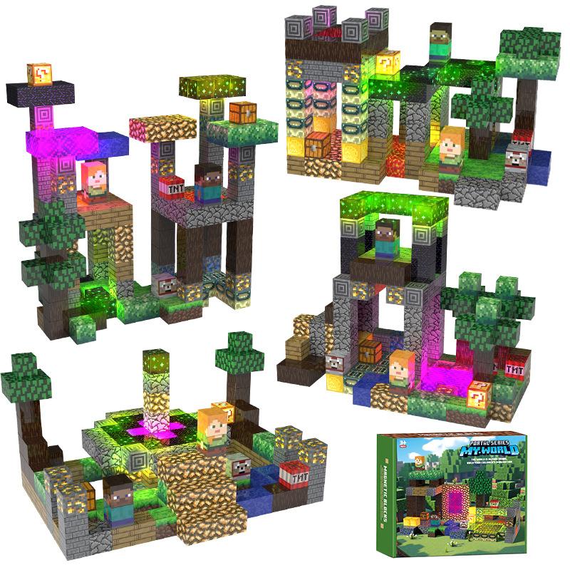 180PCS Magnetic Building Blocks Portal Theme Set, 180PCS Magnet Cubes STEM Educational Toy for Kids