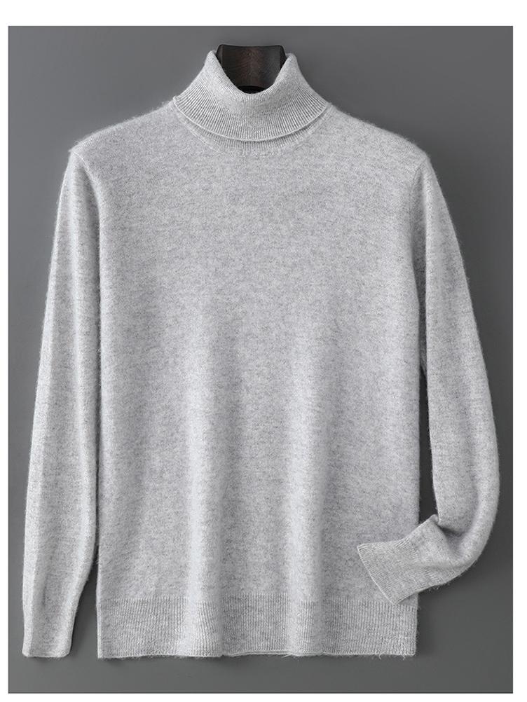 100% Pure Wool Men's High Neck Loose Knit Cashmere Sweater - Autumn/Winter Pullover Sweater