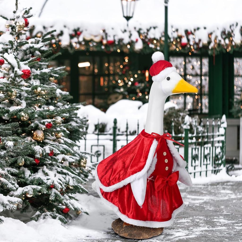 Christmas porch goose costume Santa Claus 23 inch porch goose decoration Christmas outdoor decoration lawn goose costume