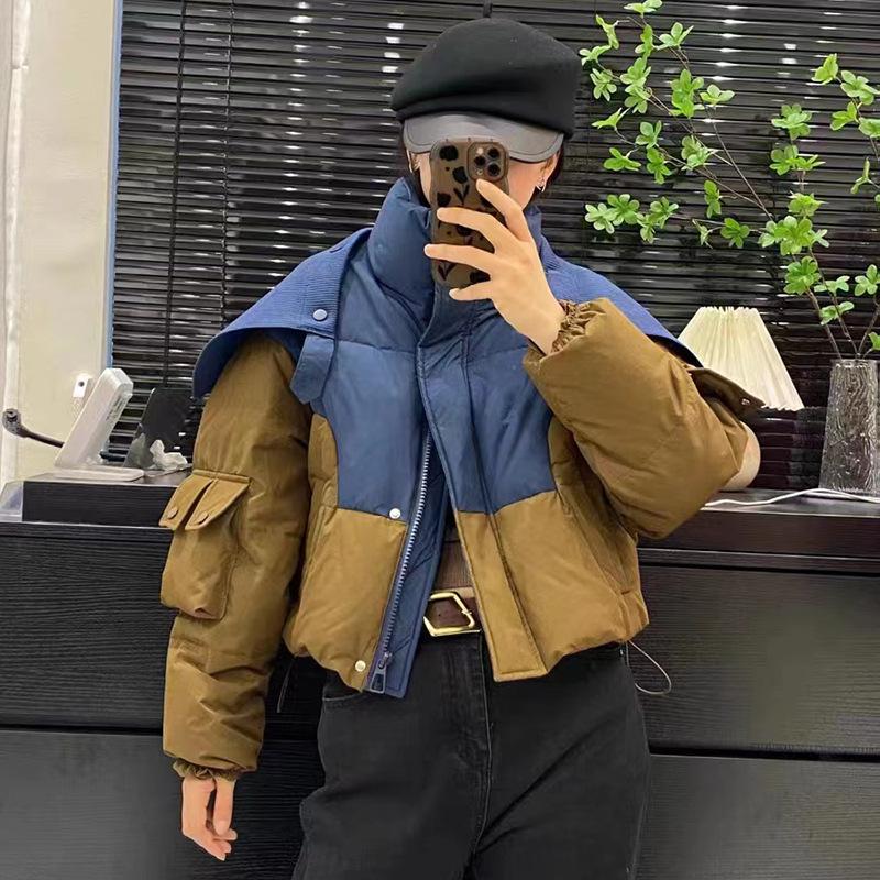 

Пуховик премиум-класса женский 2025 зимняя мода съемная шаль теплый свободный парный пуховик из белого утиного пуха M имбирный