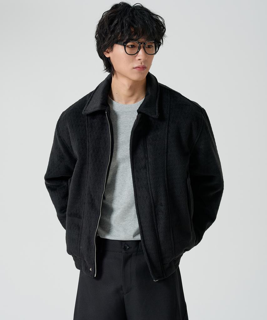 Owsa Peach Brushed Collar Blouson Jacket 2 Colors