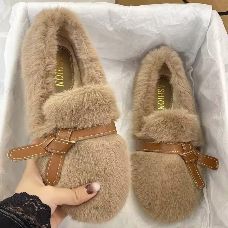 Women's Cotton Shoes Autumn Winter New Fashion Cross Strap Outdoor Non Slip Casual Shoes Lightweight Comfortable Soft Sole Flats