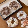 Korean Lace Trim Plaid Scrunchie for Women - Cute Cream Style High-End Hair Accessory