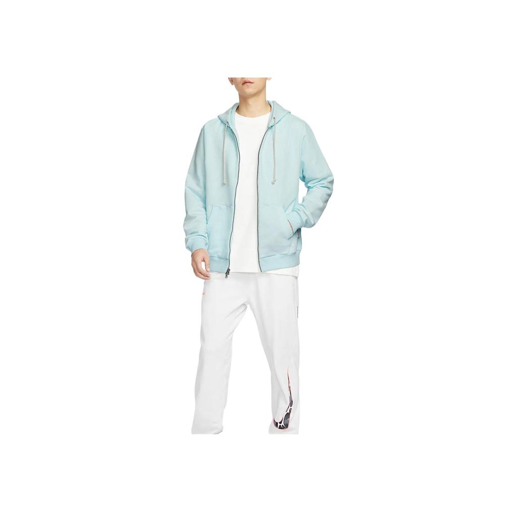 Nike Chaqueta con capucha para baloncesto Dri-FIT Standard Issue de secado rápido con cremallera completa para hombre, chaquetas, bloque de color azul glaciar/marfil claro FZ0223-474