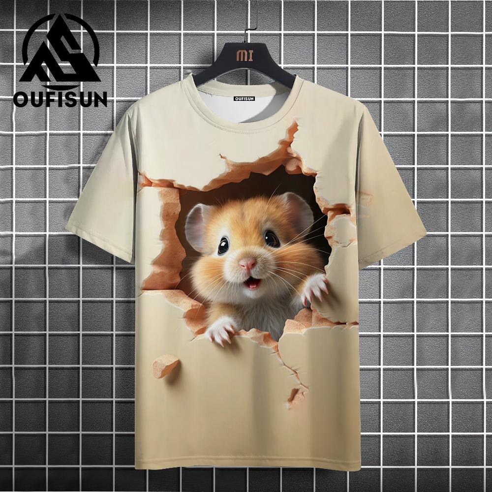 

Простая мужская футболка с 3d животным принтом, белая футболка с коротким рукавом, летняя повседневная футболка большого размера для мужчин, модная мужская одежда, топ XL