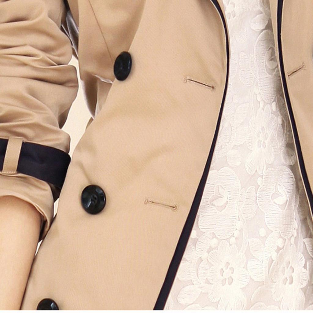 Fashion Women Winter Autume Buttons Back Bow Bandgae Windbreaker Jacket Coat Top