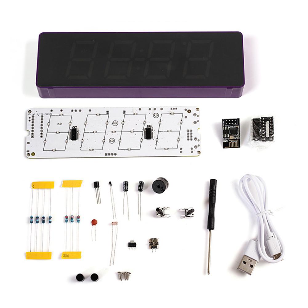ESP8266 IoT Colorful WiFi Clock Kit Intelligent Electronic Clock DIY Welding Practice Parts Set Automatic Time