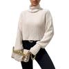 Europe, America Spring and Summer New Solid Color Threaded Knitted Pullover Short Turtleneck Bottoming Shirt Top