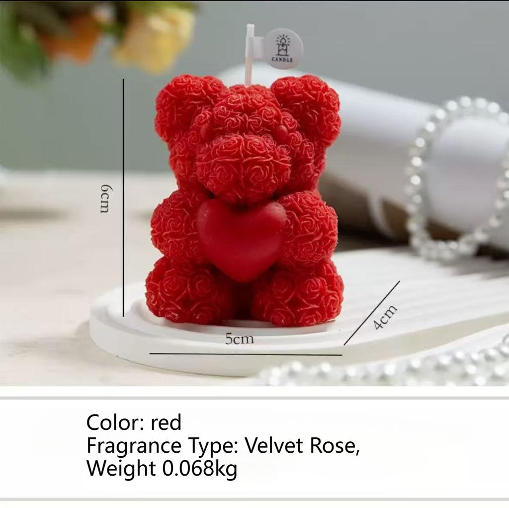 Valentine's Day Rose Bear, Aromatherapy Candles, Ornaments, Wedding Party, Atmosphere, Home Decoration, Gift to Goddess, Styling Candles