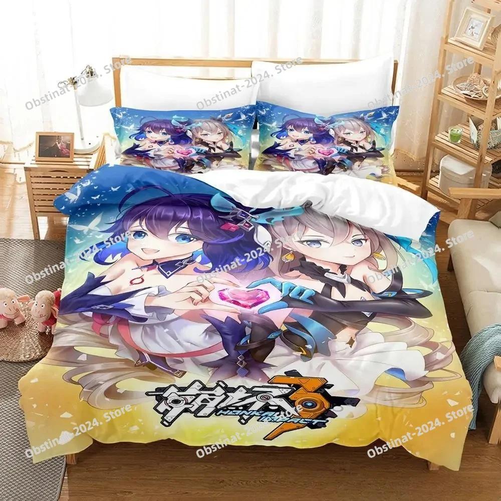 New 3d Anime Honkai Impact 3rd Bedding Set Print With Pillowcase Bed Duvet Cover Soft Single Double Queen Super King Size