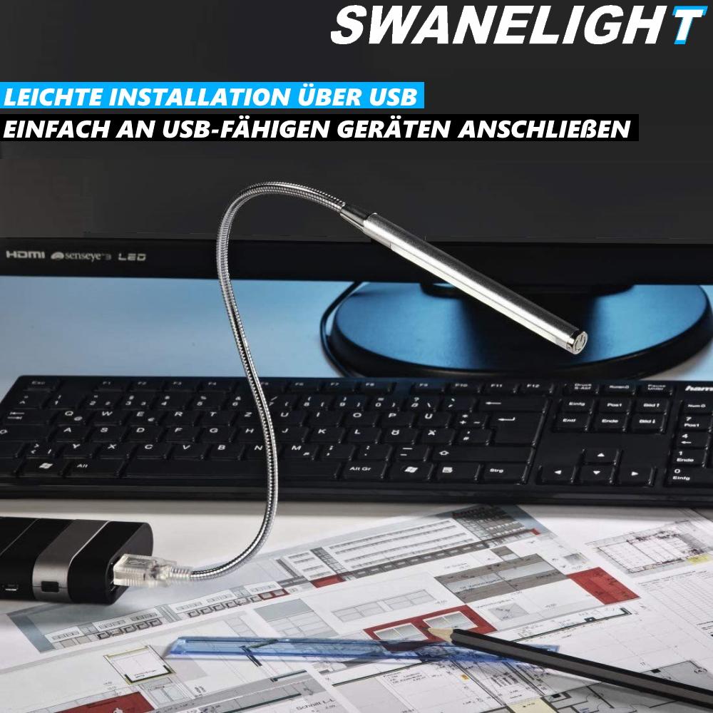 SWANELIGHT USB LED Reading Lamp Swivelling 5 LED Gooseneck Lamp