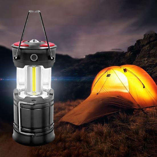 LED Camping Lantern Outdoor Rechargeable Battery Powered 2-in-1 Emergency Light Handheld Telescopic Camping Light
