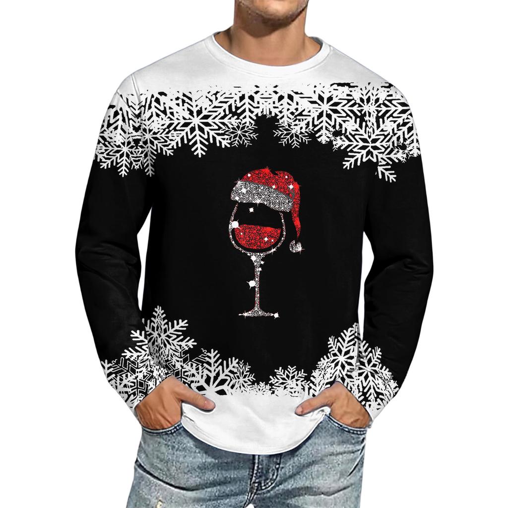 Herre Juleprintet Imitert Bomull Langermet Skjorte