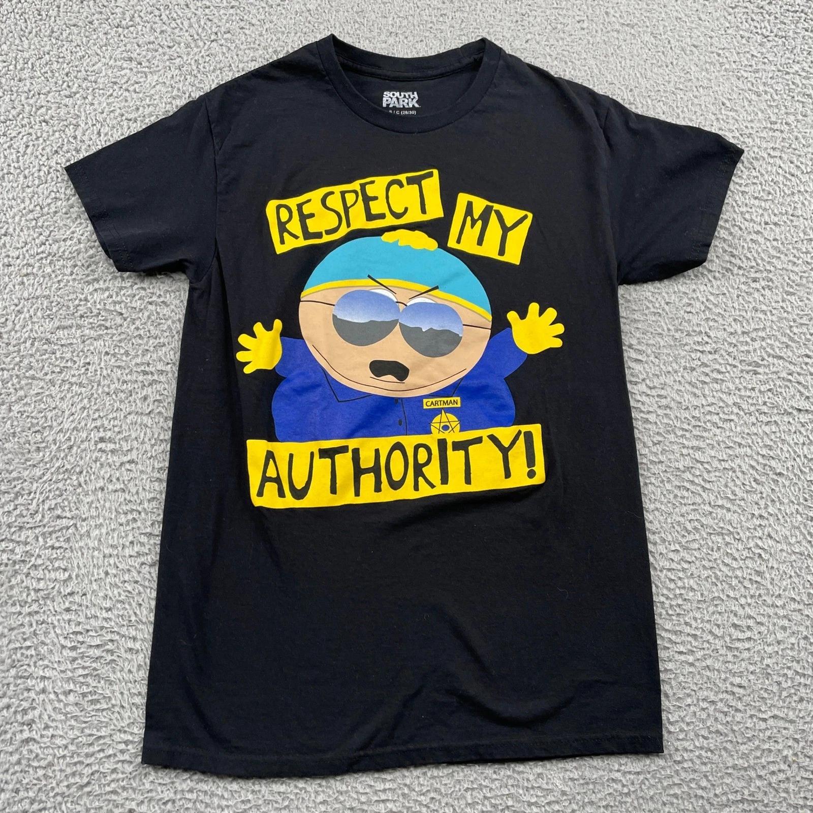 South Park T-Shirt Mens S Black Respect My Authority Cartman Graphic Tee 2023 M