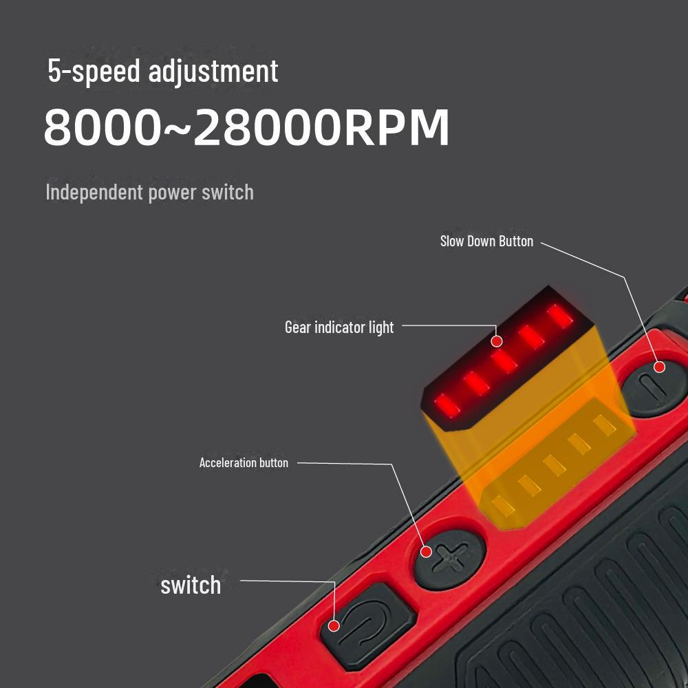 7.2V Lithium Electric Grinder with 5-Speed Control & Light for Jade Carving and Polishing