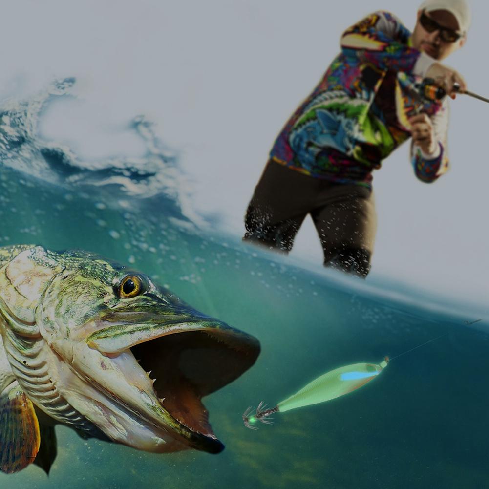 Luminous Artificial Squid Hook Horizontal Bionic Shrimp Baits Wood Shrimp Cuttlefish Hard Bait for Cuttlefish Sea Fishing