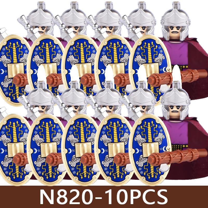 Medeltida Slottssoldat Figurer Byggklossar Militär Armé Riddare Romersk Krigare Infanteri Milis Orcher Tillbehör Klossar Leksaker