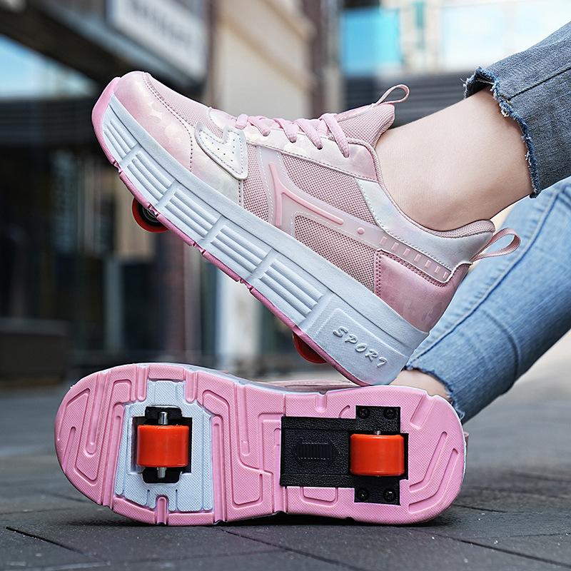 Two Wheels Children's Roller Skate Shoes For Kids Boys Girls Sports Sneakers Walking Running Wear-resistant Casual Skateboard