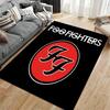 Rock Band Area Rug, Foo Fighters FF Red Circle Logo Minimal Black White Print, Rock Music Fan Room Decor, Non-Slip Mat