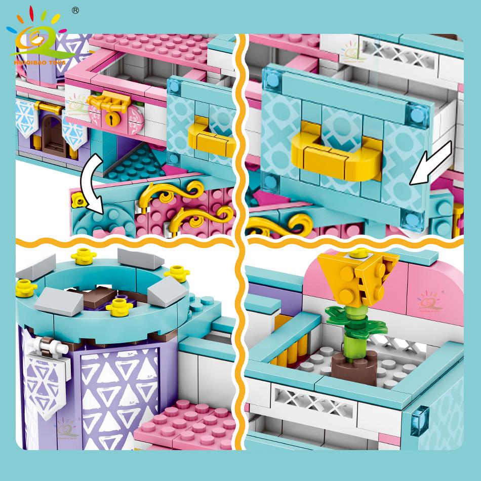 673PCS 4IN1 Castle Model Storage Box Building Blocks Sets Kids MOC City Construction Toys for Children Bricks Friend