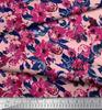 Soimoi Blue Poly Crepe Fabric Artistic Leaf & Floral Fabric Prints By Metre 42 Inch