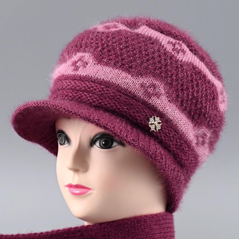 Winter New Velvet Warm Wife Hat Versatile Old Hat Women's Cold-proof Knitted Wool Hat