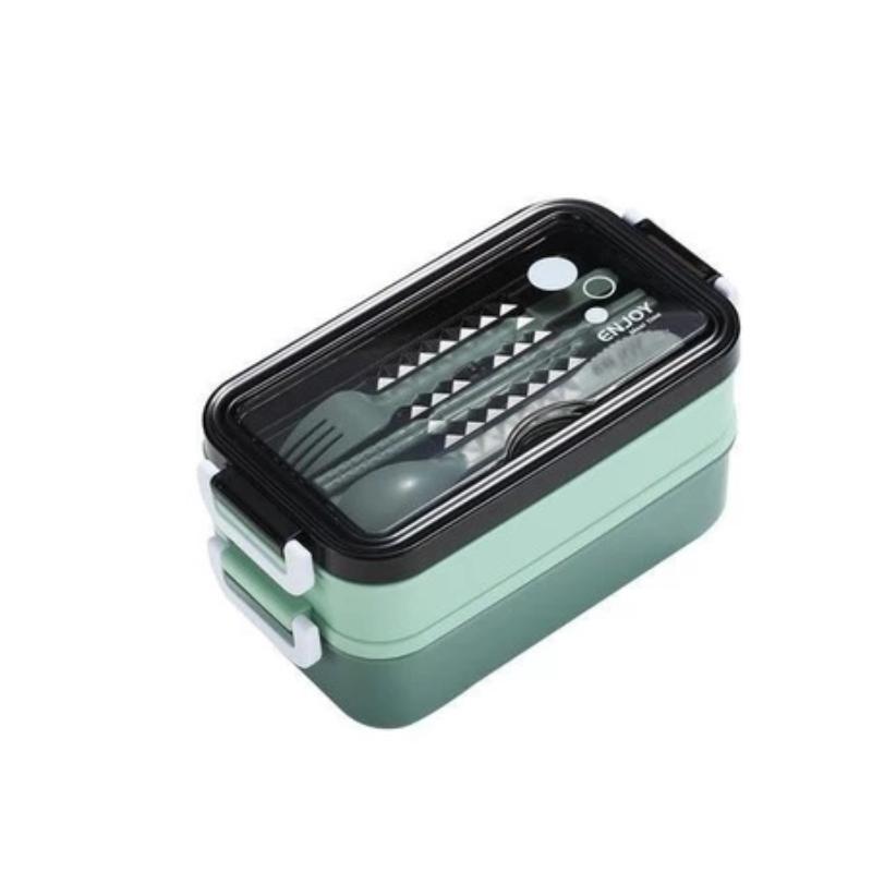 Japanese Rectangle Double Layers Bento Box Leakproof Lunch Boxes Sealed Multi-Compartment Box Lunchbox With Tableware
