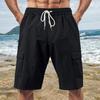 Pantaloncini estivi da uomo, tinta unita, casual, stile regolare, con cinture elastiche, coulisse, pantaloncini cargo traspiranti