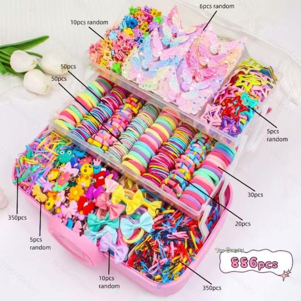 Fabric Hair Accessories Set Colorful Bow Barrettes New Elastic Hair Bands Kids Hairstyling