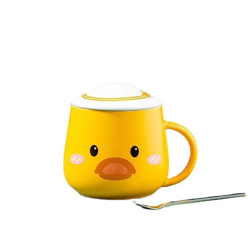 Cartoon Duck Hat Duckling Mug Cute Ceramic Cup With Lid Mug for Coffee Cups Mugs Funny New Year Mugs Drinkware Tea Original Beer