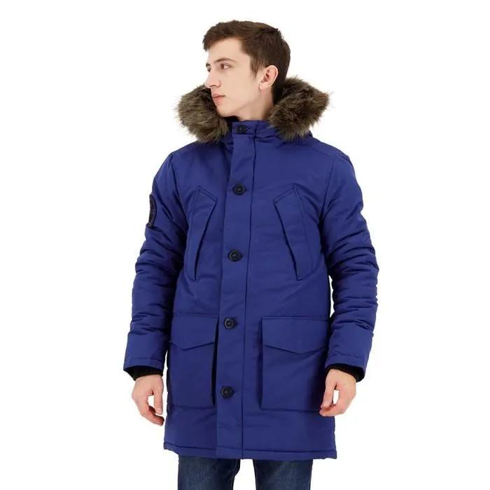 Joom Superdry Herren Dunkelblau Everest Daunenmantel Mit Kunstpelzkragen Blau Marine Cm