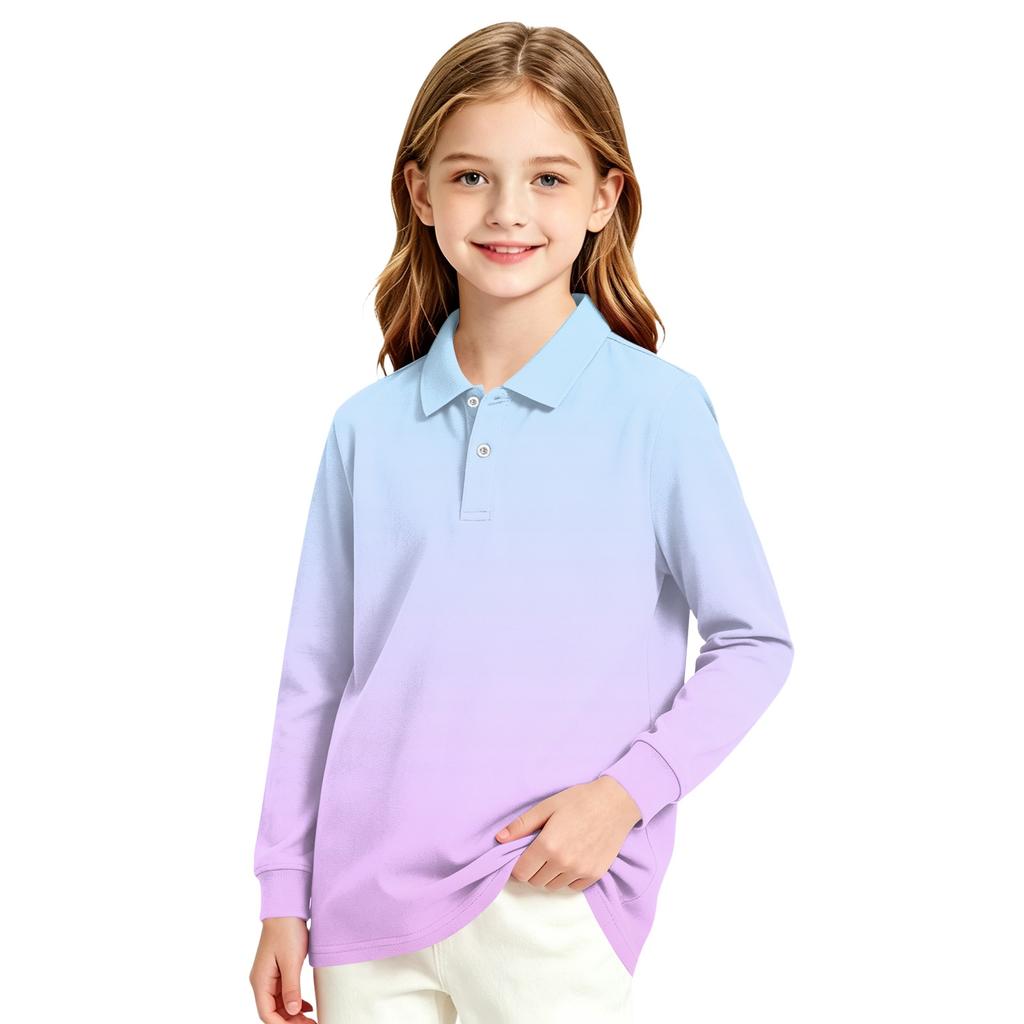 Girls' School Uniform Long Sleeve Blouse Casual Dress Shirt for