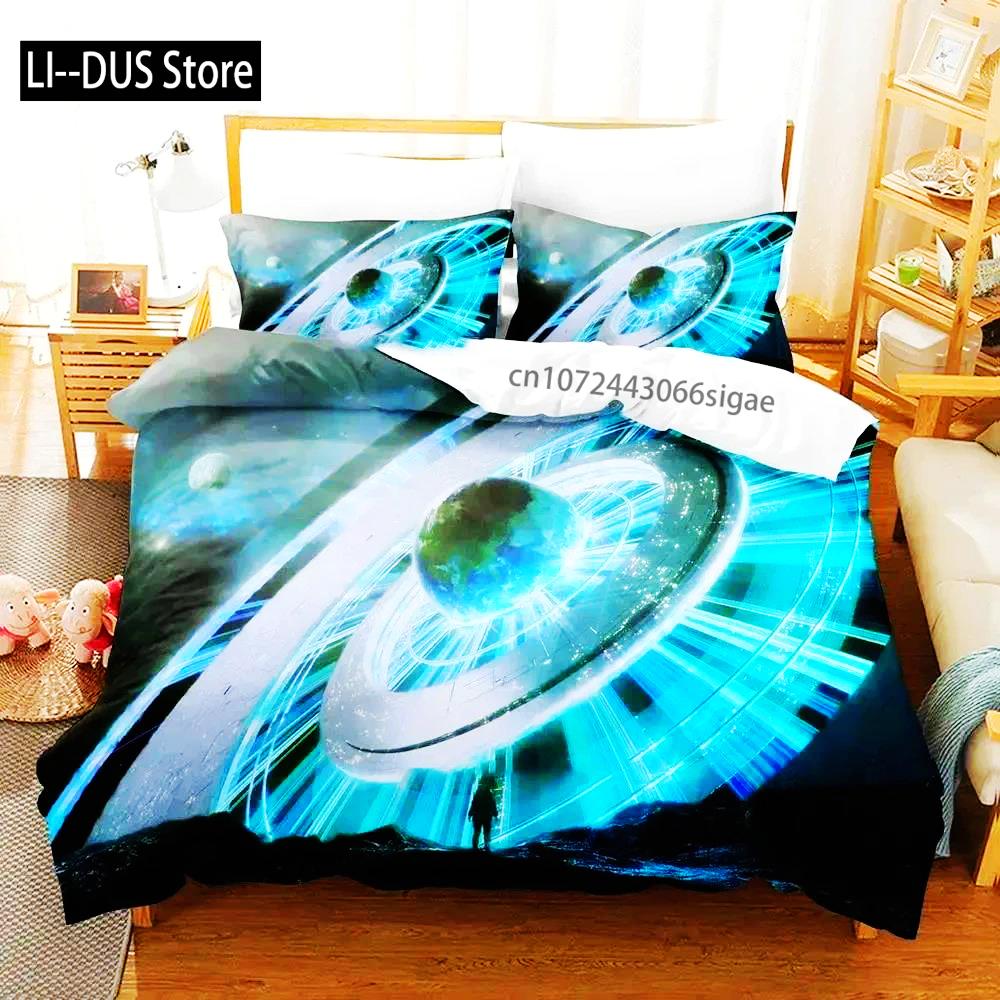 3D Print Sci Fi Structure Bedding Set Duvet Cover Bed Set Quilt Cover Pillowcase Comforter King Queen Size Boys Adult Bedding