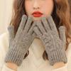 Solid Color Knitted Woolen Gloves Touchscreen Full Finger Gloves Soft Men Knitted Gloves  Male