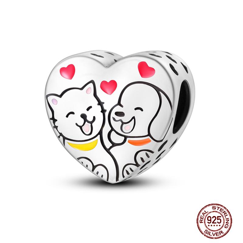 Copper Love Heart-Shaped Family Boy Girl Pet Charms Fit Original Pendant Bracelet Friendshipbeads Diy Jewelry