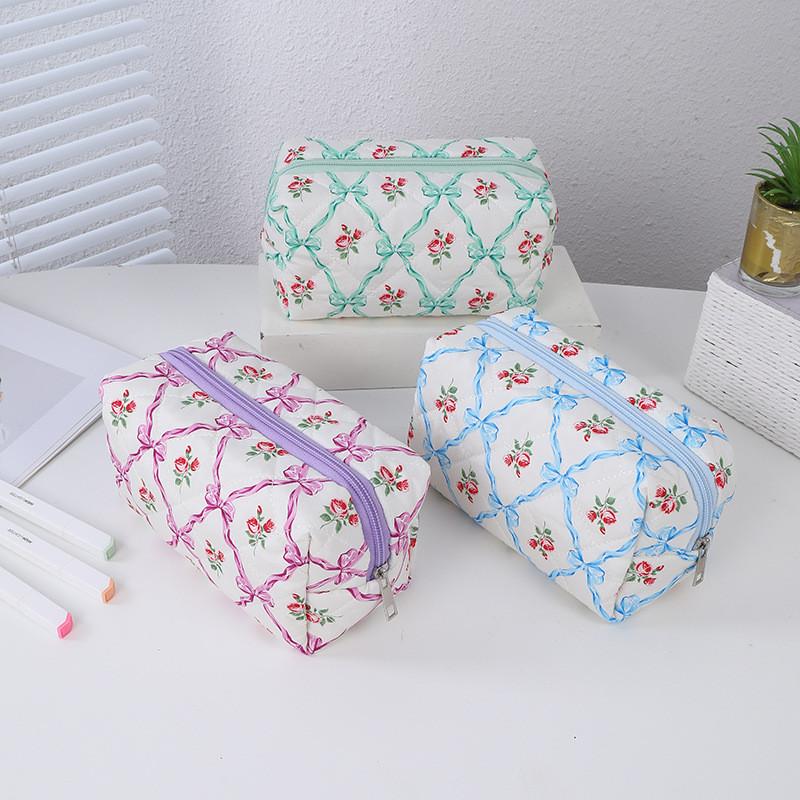 Cartoon Rose Pattern Pencil Case With Large Capacity For Students And School Supplies