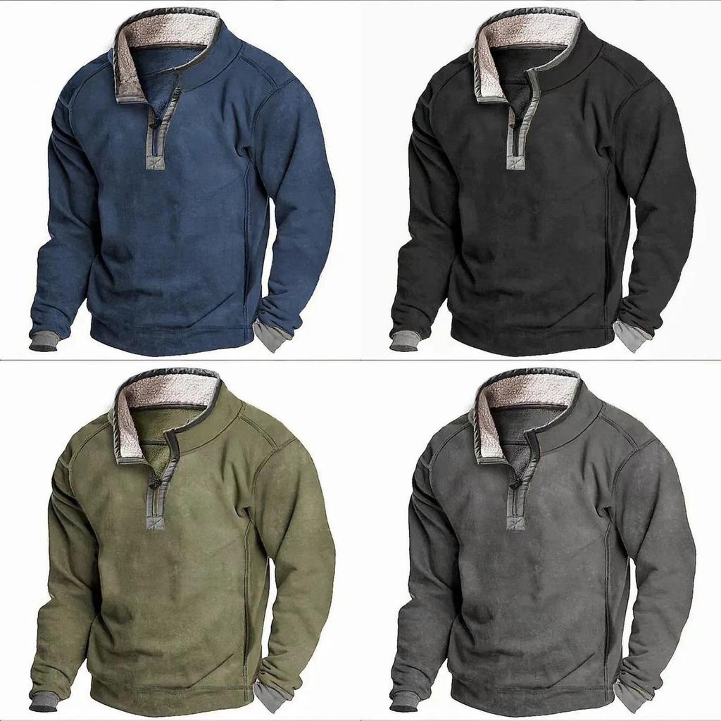 Mens Casual Hoodie With Zipper And Stand Collar For Fall Winter Warmth