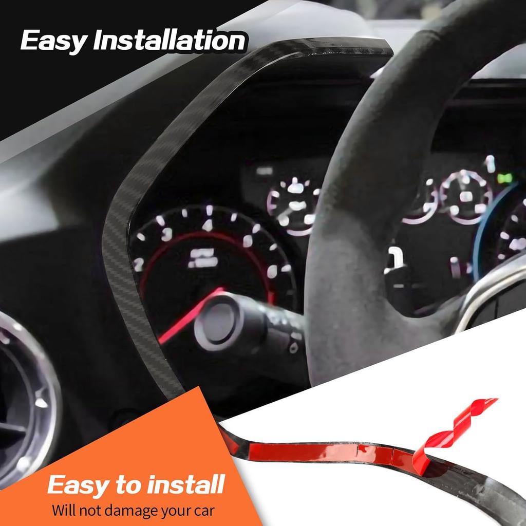 JeCar for Camaro Carbon Fiber Interior Trim Accessories Compatible with 2016-2022 Chevrolet Chevy Camaro Dash Panel Bezel Cover (2pcs)