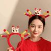 Lion Red Plush Headband Tassel Ancient Style Hairband Cute New Year Hair Hoop Winter