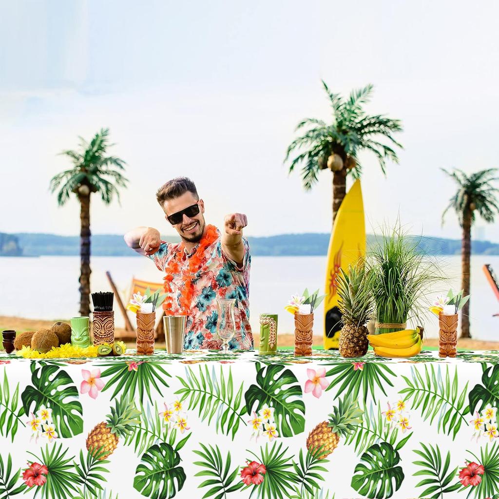 220*130cm Hawaii Tablecloth Plastic Tropical Pineapple Table Cover Happy Birthday Party Decoration Summer Beach Party Supplies