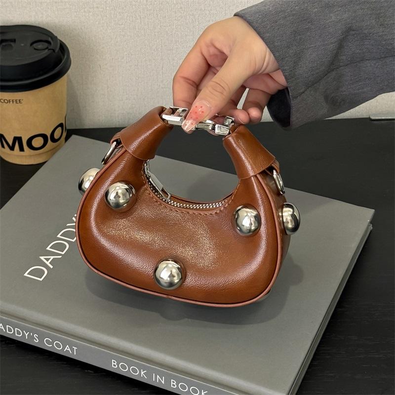 

Punk Style Design Mini PU Leather Crossbody Bags for Women 2024 Fashion Designer Female Retro Handbags and Purses
