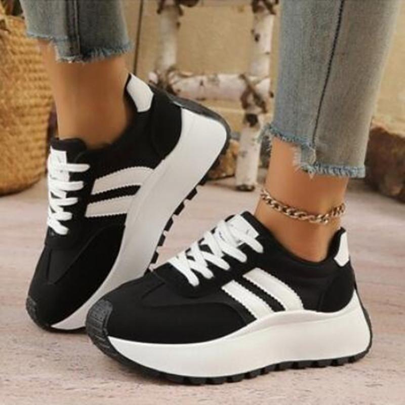 

New Ladies Chaussure Femme Spring Thick Bottom Women s Shoes Summer Casual Patchwork Leather Sneakers Casual Vulcanised Shoes 35 чорний