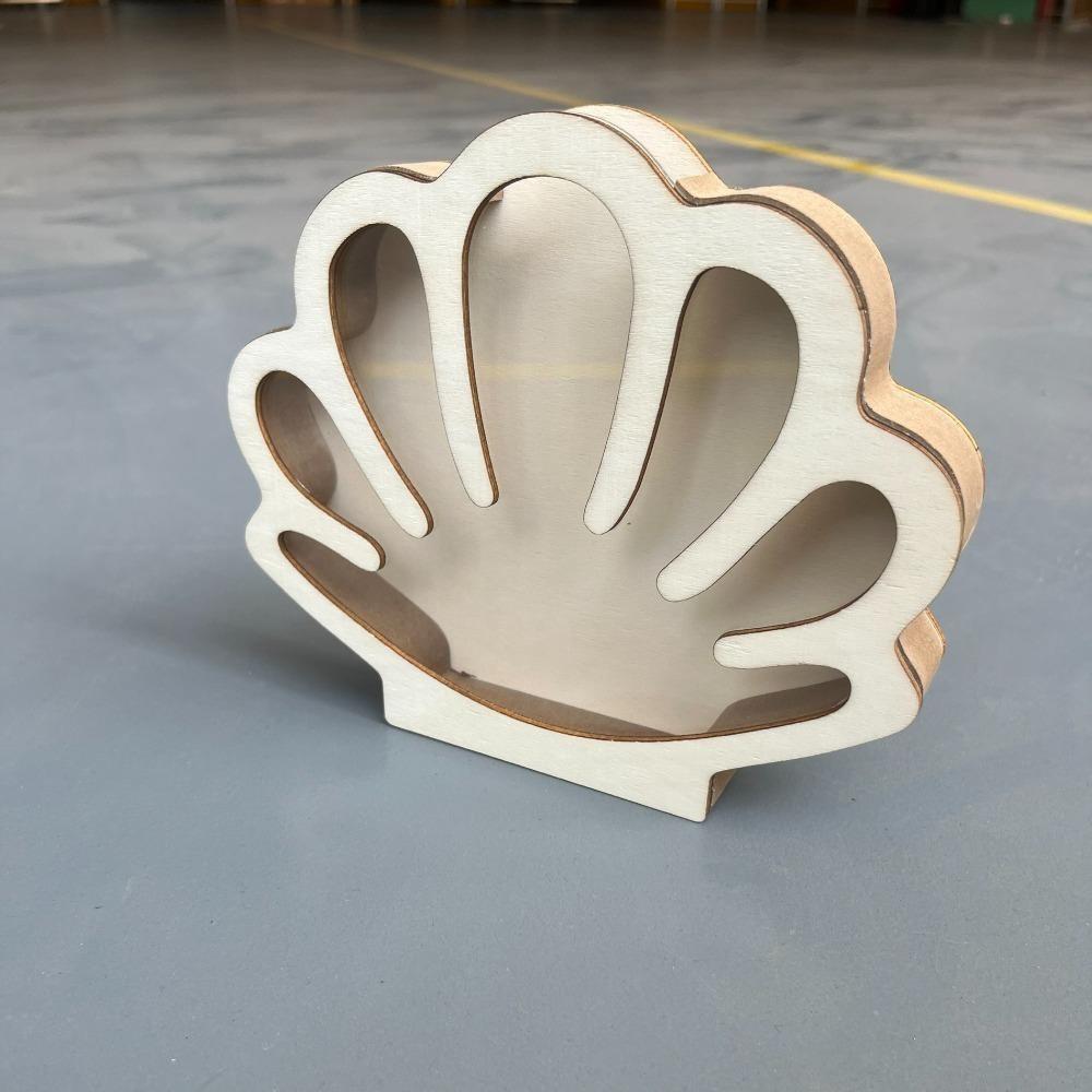 Wooden Seashell Display Box with Acrylic Window Keepsake Organizer for Beach Coastal Home Decor Storage Box Storage Containers
