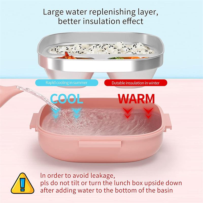 500 ML Bento-boks i rustfritt stål isolert lunsjboks for barn Småbarn jenter metallporsjonsseksjoner Lekksikker lunsjbeholderboks