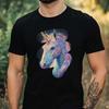 Men's T-Shirt Holographic Unicorn Motif Cotton Size XS To 5XL