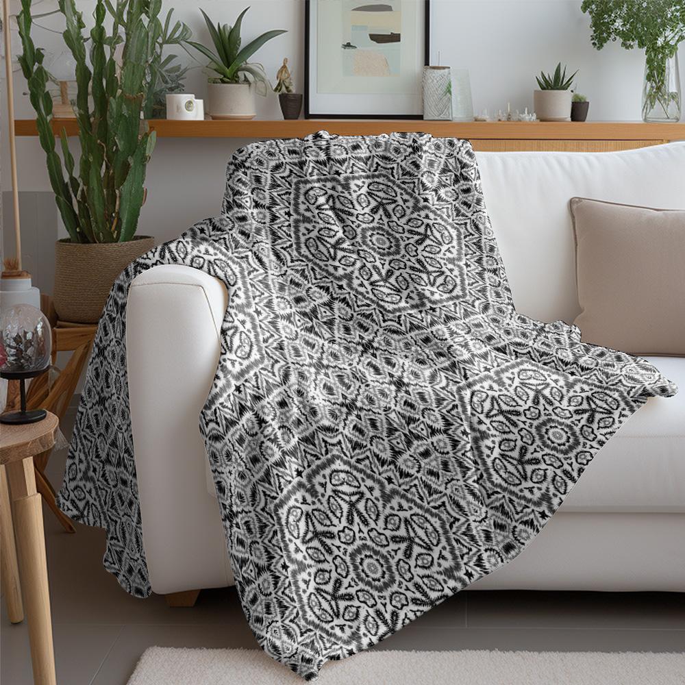 Black White Geometric Pattern Blanket Throw Sofa Bed Decorative Bedspread 100% Cotton Throw Blanket